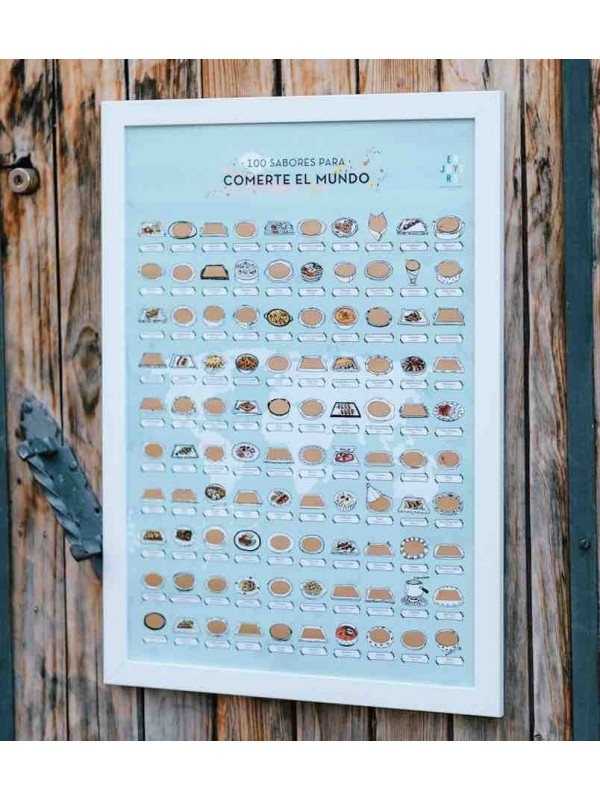 100 sabores para comerte el mundo - póster de rascar