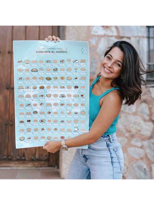 100 sabores para comerte el mundo - póster de rascar