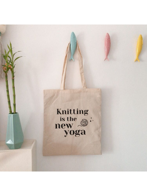 tote bag Knitting is the new Yoga