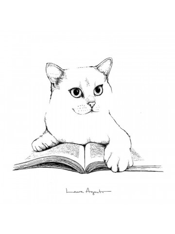 Lámina Cat and Book - Laura...