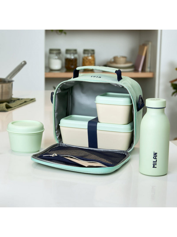 MILAN Borsa Termica Porta Alimenti 3,9L Rosa Con 3 Contenitori, Collezione 460 Since 1918, Per Scuola E Picnic