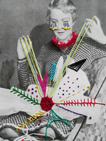 Ejemplo de fotobordado artesanal realizado en el taller creativo de Vintastic en Gijón en arte terapia