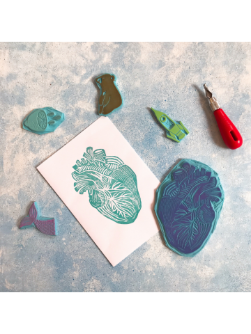 Sellos carvados por mí que puedes usar también para estampar tus textiles