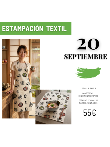 taller estampacion textil 20 SEPTIEMBRE gijon asturias en vintastic shop